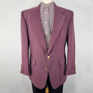 Andhurst Men's Sport Coat Blazer Two Button Solid Maroon Poly Wool 44R